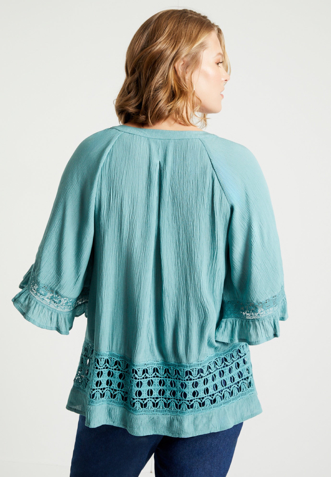 Lace-Trimmed Boho Blouse image number 1