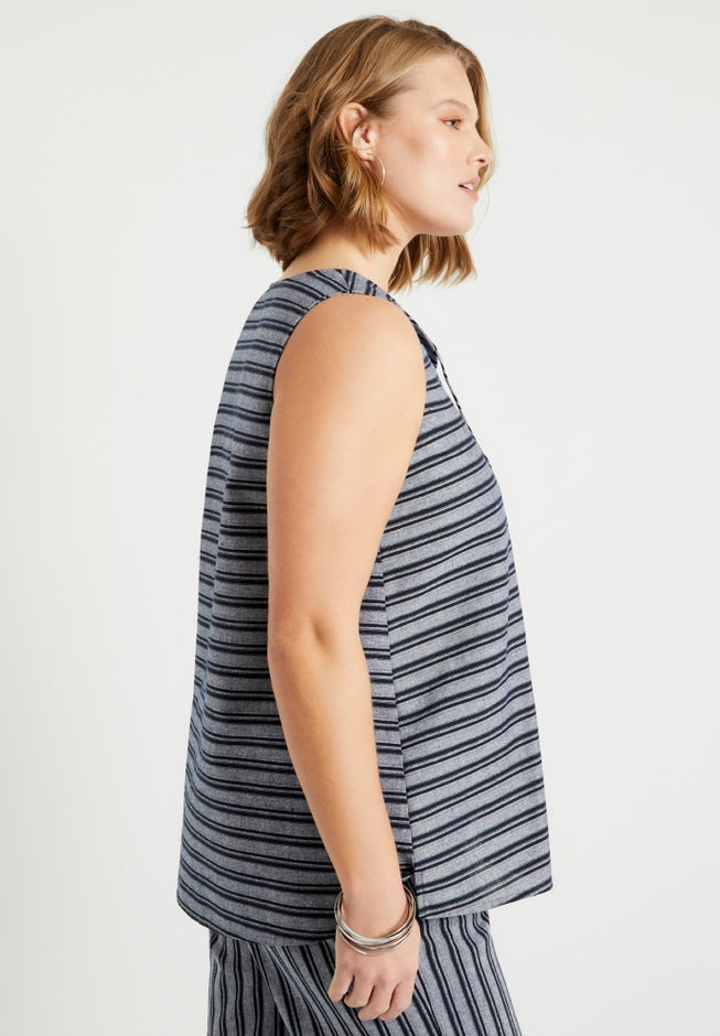 High-Low Linen-Blend Tank Top image number null