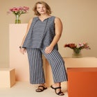 High-Low Linen-Blend Tank Top image number null