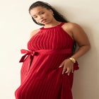 Pleated Halter Maxi Dress image number null