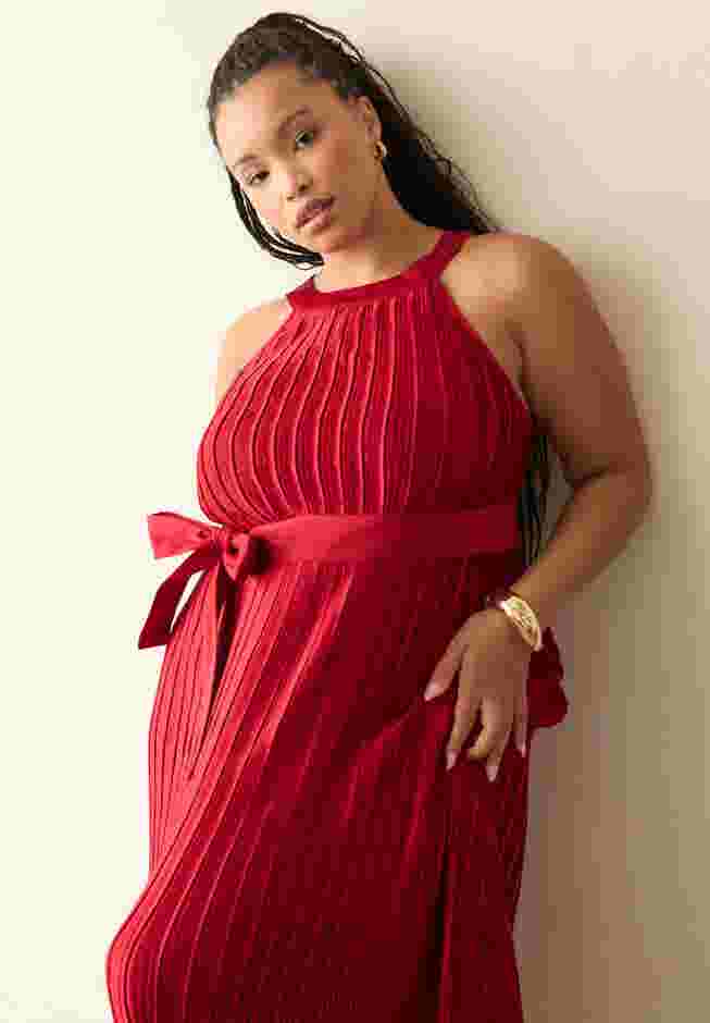 Pleated Halter Maxi Dress image number 4