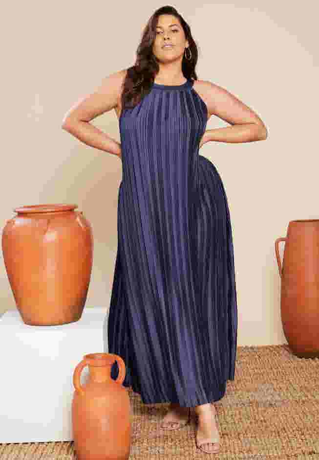 Pleated Halter Maxi Dress image number 7