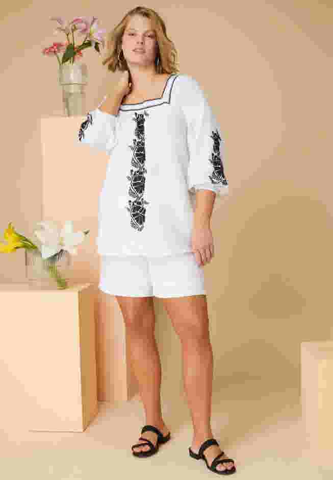 Embroidered Lino Soleil Top image number 0