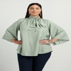 Mock Tie Neck Blouse image number null