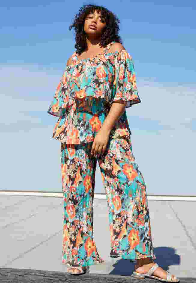 Wide-Leg Georgette Pants image number 0