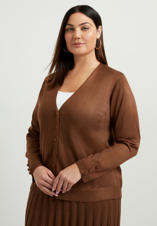 Button-Sleeve Cardigan image number null