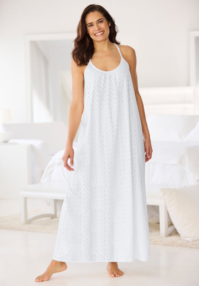 Breezy Eyelet Knit Long Nightgown image number 4