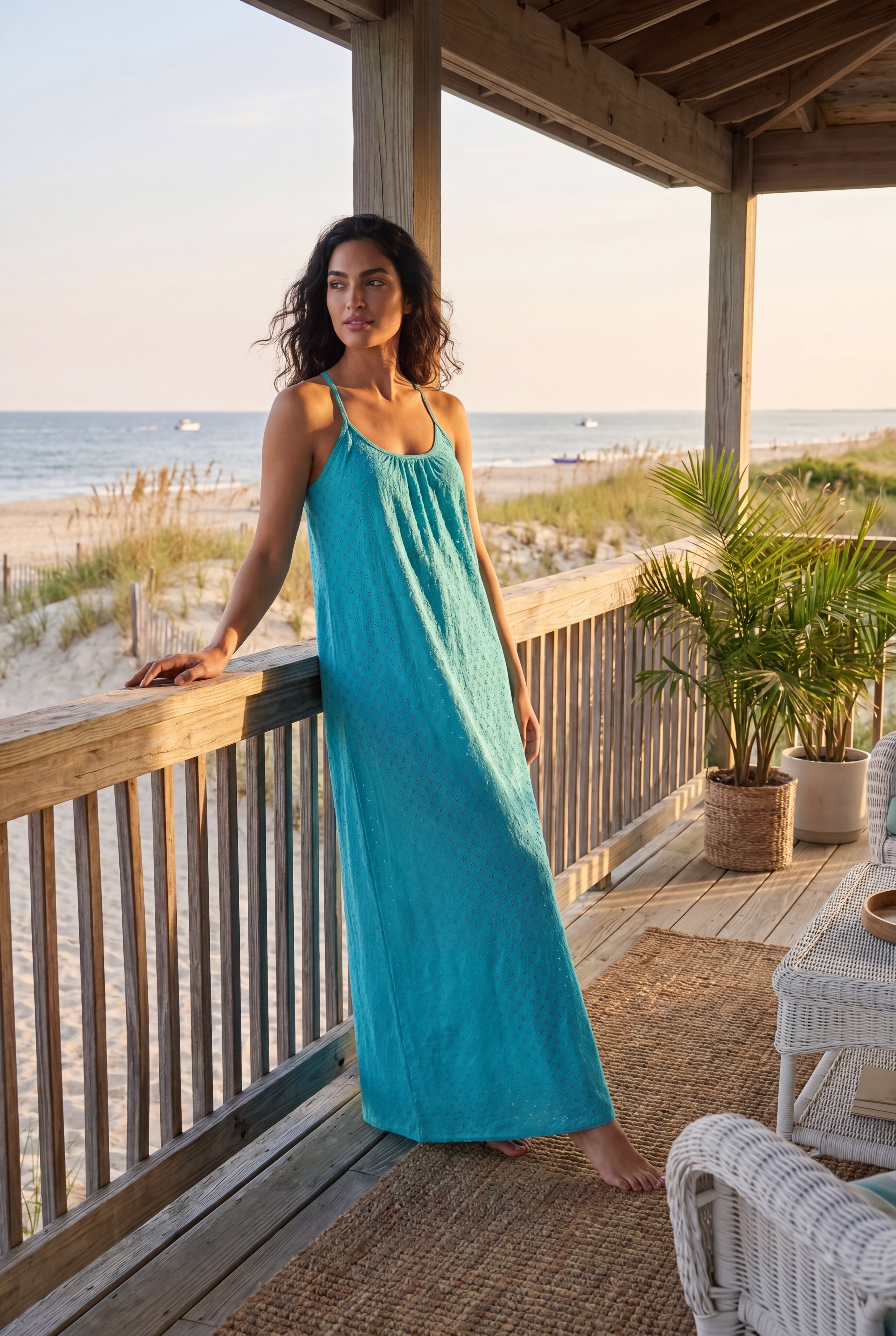 Breezy Eyelet Knit Long Nightgown image number 8