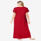 Long Lace Top Stretch Knit Gown image number null