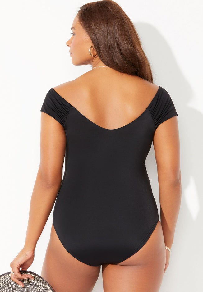 Cap Sleeve Cut Out One Piece Swimsuit image number null