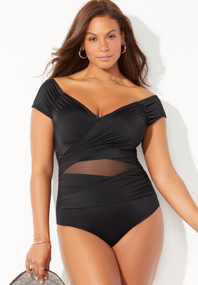 Cap Sleeve Cut Out One Piece Swimsuit image number null