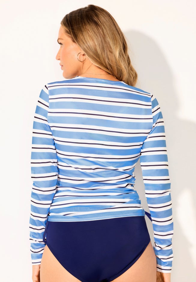 Side-Tie Swim Tee Rash Guard with Built-In Bra image number 1