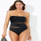 Mesh Wrap Bandeau One Piece Swimsuit image number null