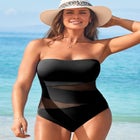 Mesh Wrap Bandeau One Piece Swimsuit image number null