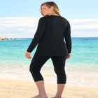 Split-Neck Long Sleeve Swim Tee with Built-In Bra image number 3