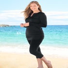 Split-Neck Long Sleeve Swim Tee with Built-In Bra image number 2