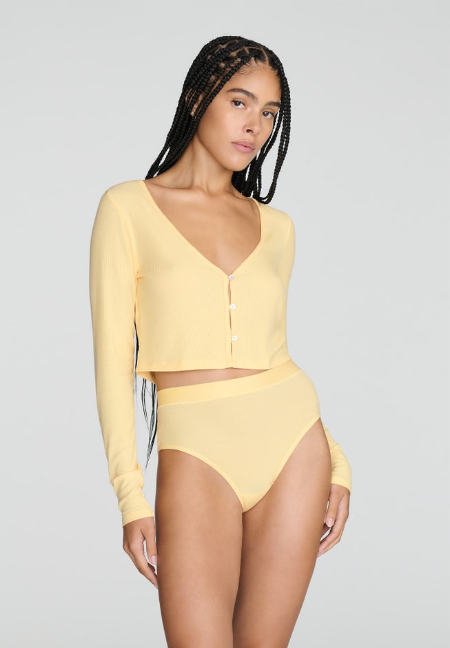 The Cropped Cardigan - Modal Silk Rib image number 0