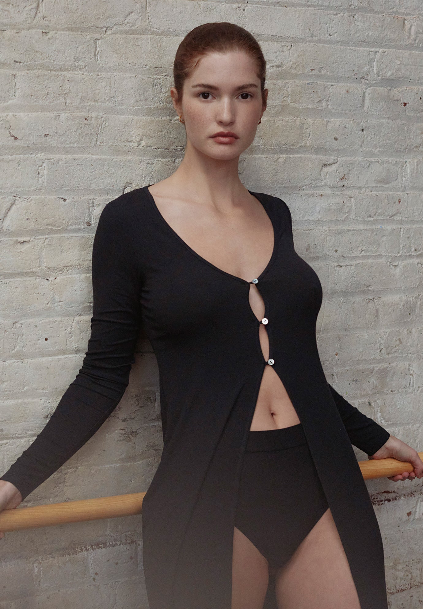 The Long Button Cardigan - Modal Silk Rib image number 5