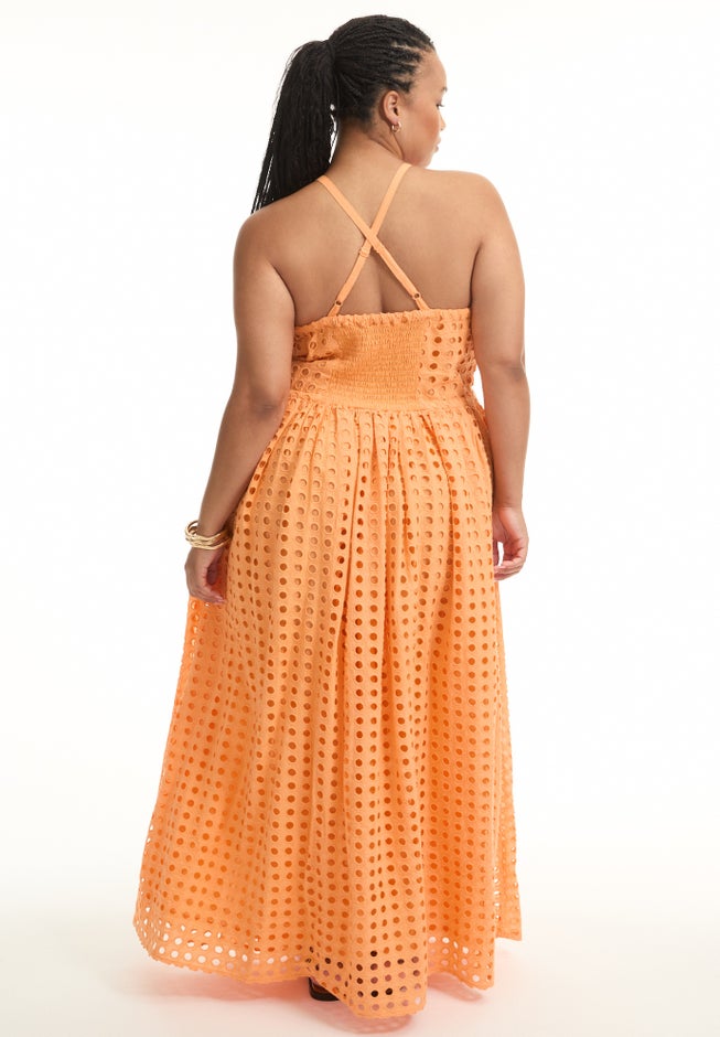 Halter Eyelet Maxi Dress image number null