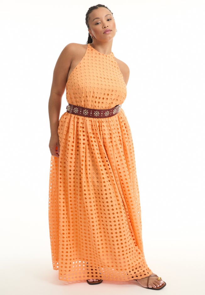 Halter Eyelet Maxi Dress image number null