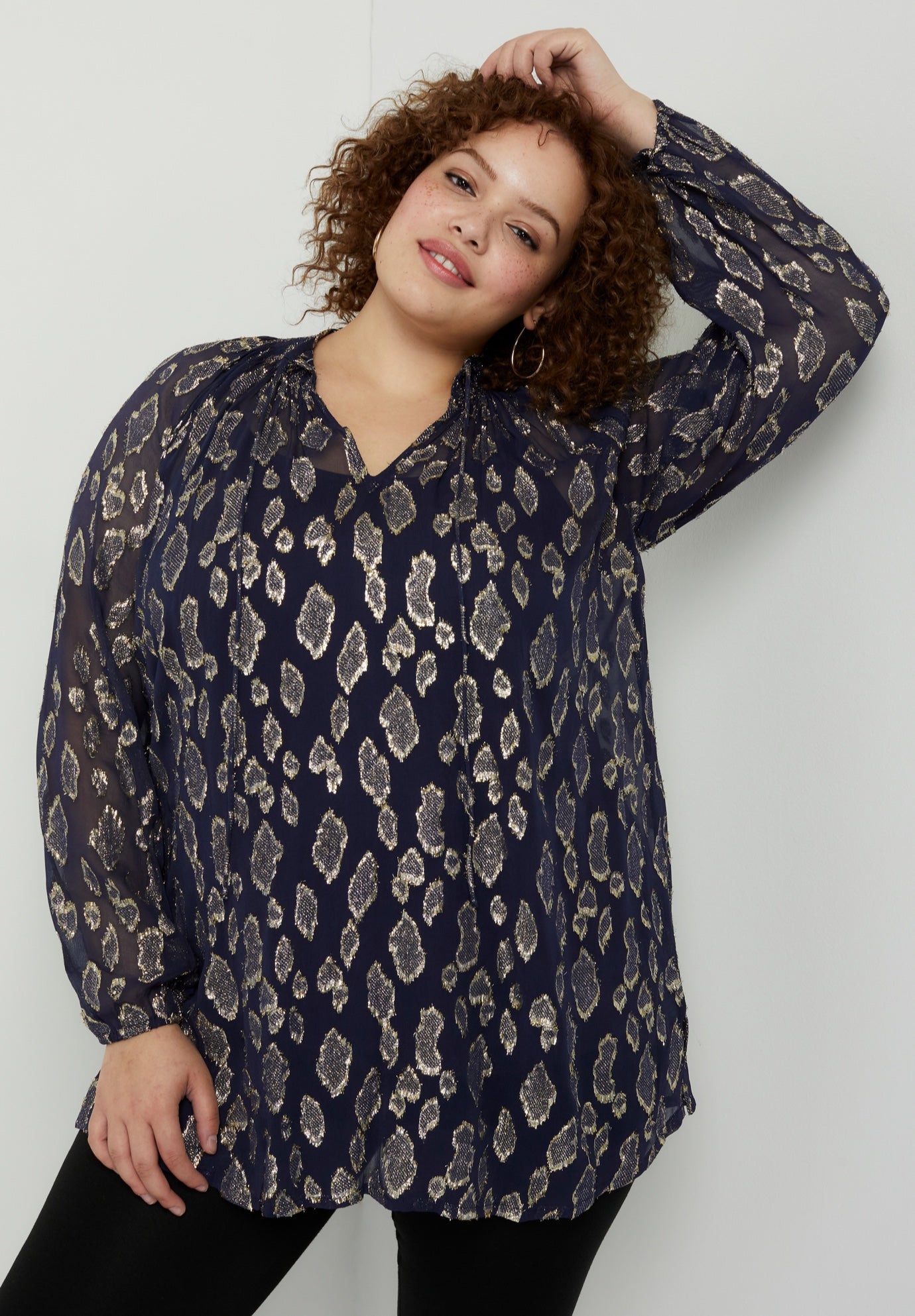 Metallic Print Blouse image number 0