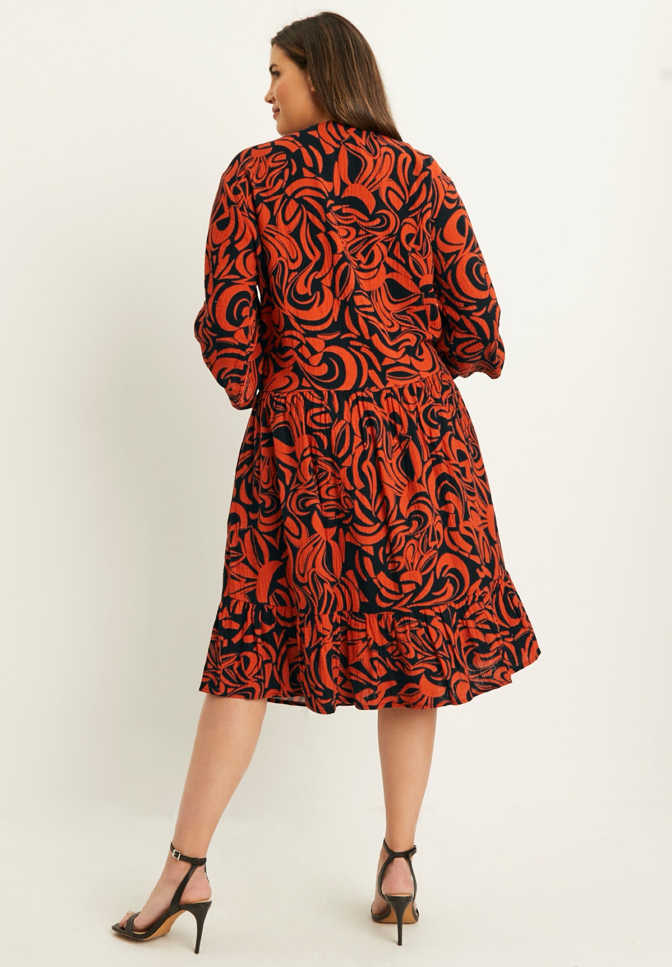 Printed Gauze Shirtdress image number 1