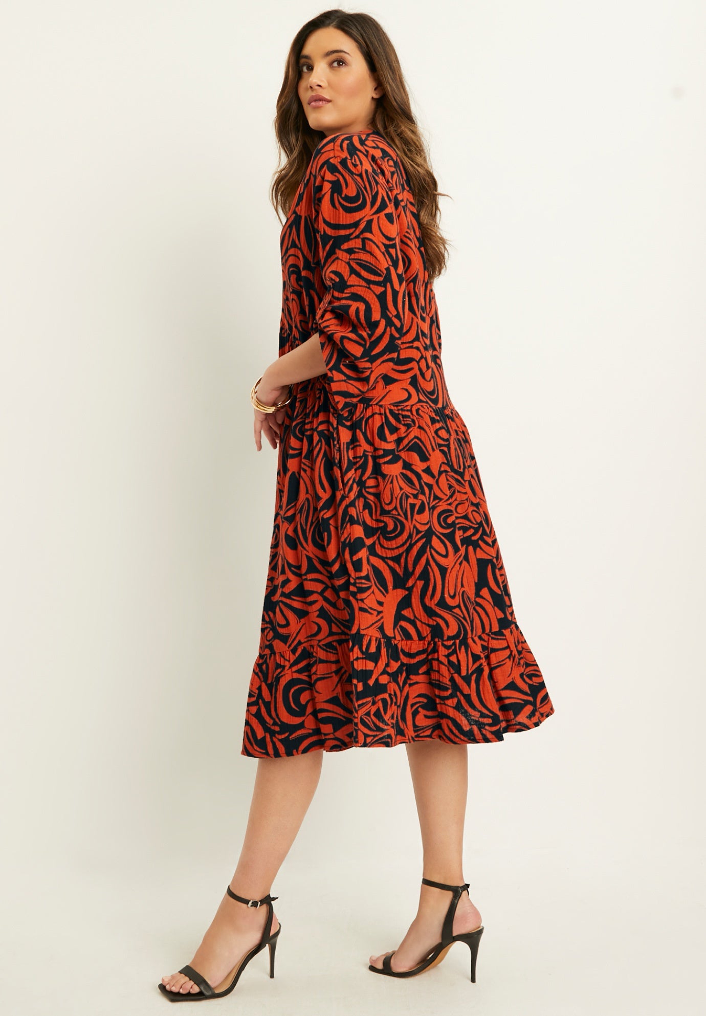 Printed Gauze Shirtdress image number 2