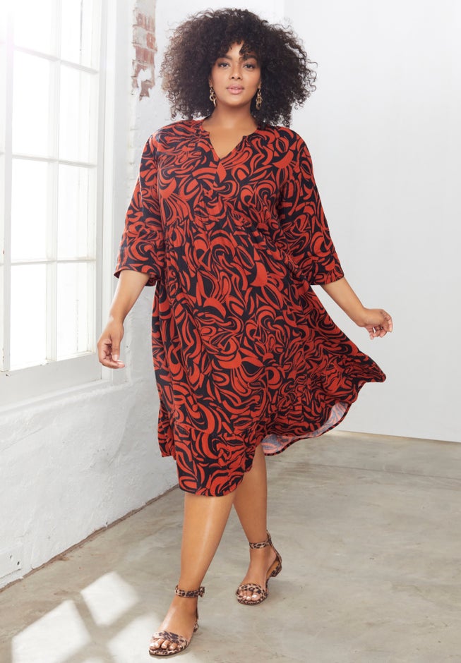 Printed Gauze Shirtdress image number 0