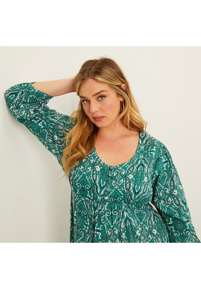 Puff-Sleeve Shirtdress image number 3