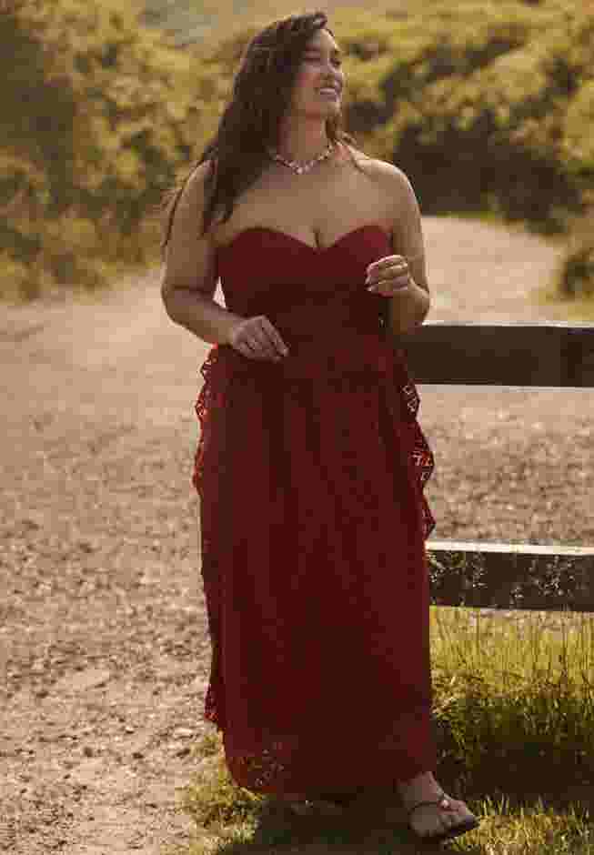 Ruffled Peplum Corseted Midi Dress image number 4