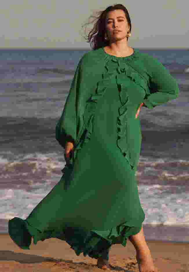 Ruffled Chiffon Cape Maxi Dress image number 4
