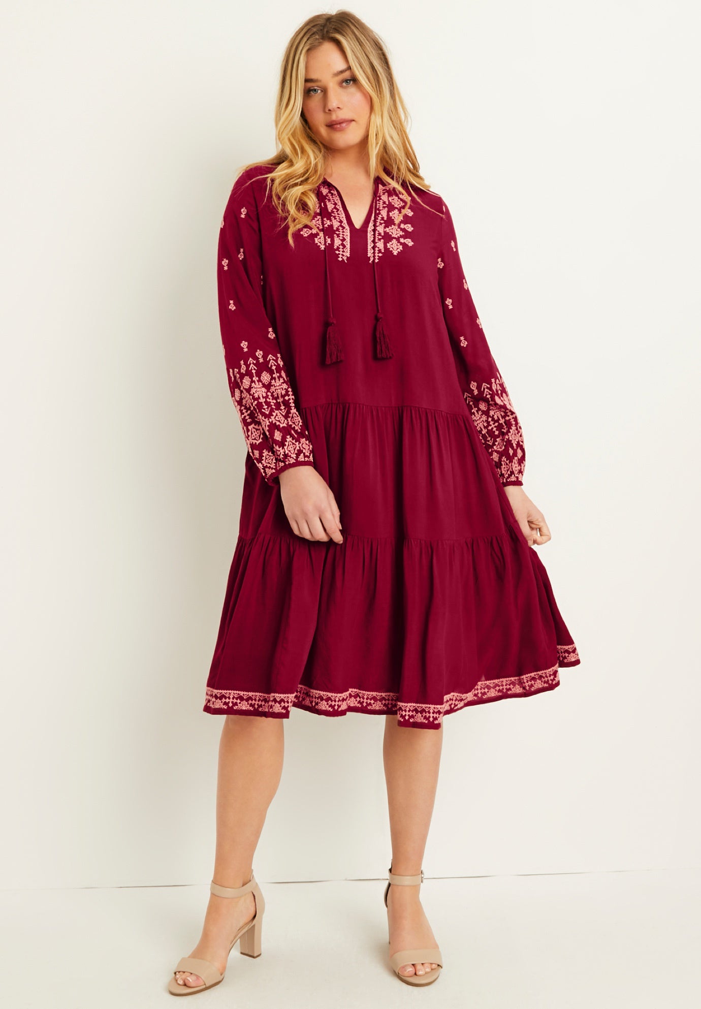 Coraline Embroidered Peasant Dress image number 4