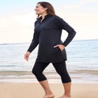 Chlorine Resistant Long-Sleeve Mock Neck Swim Tee image number null