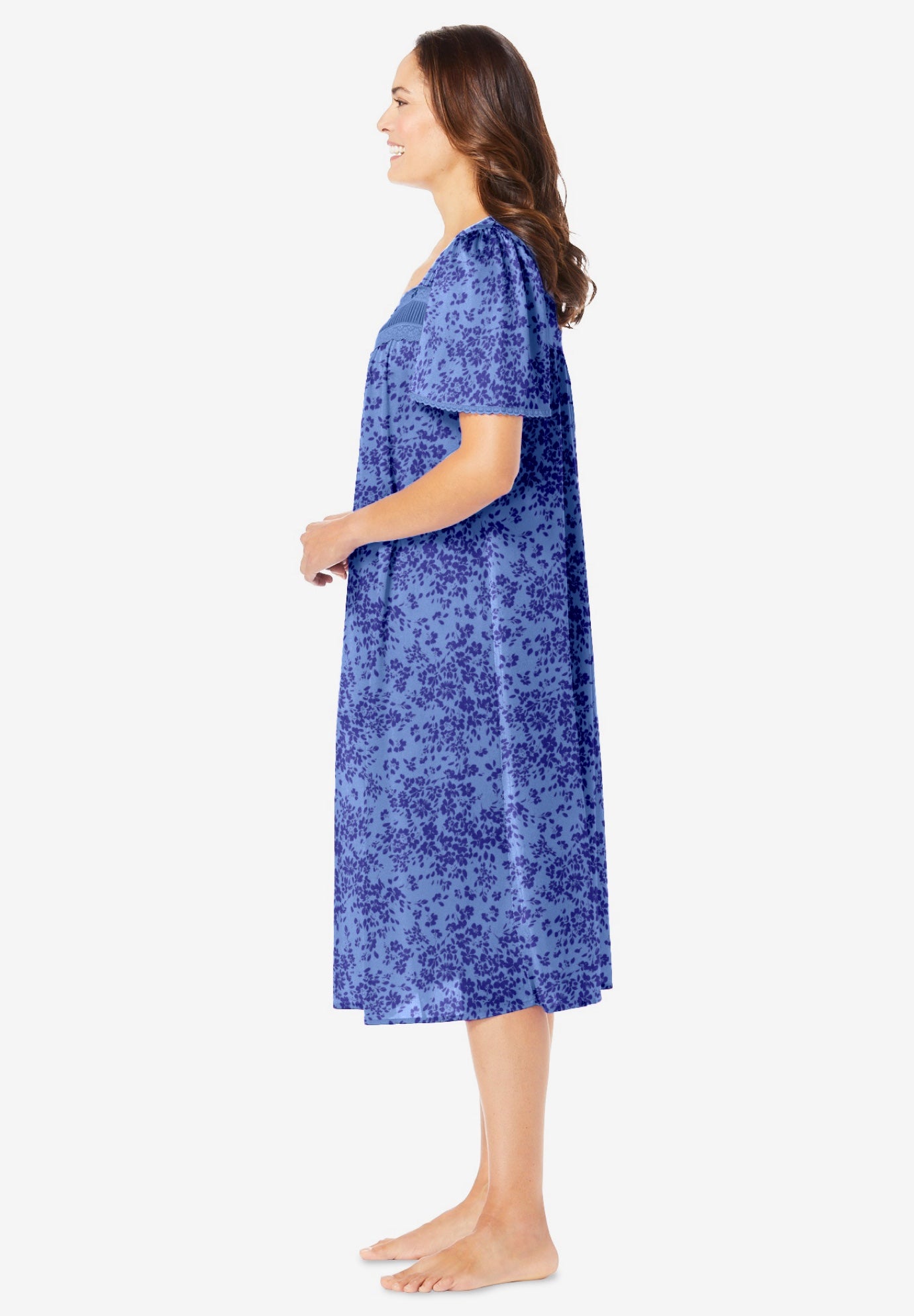 Short Silky Lace-Trim Gown image number 2