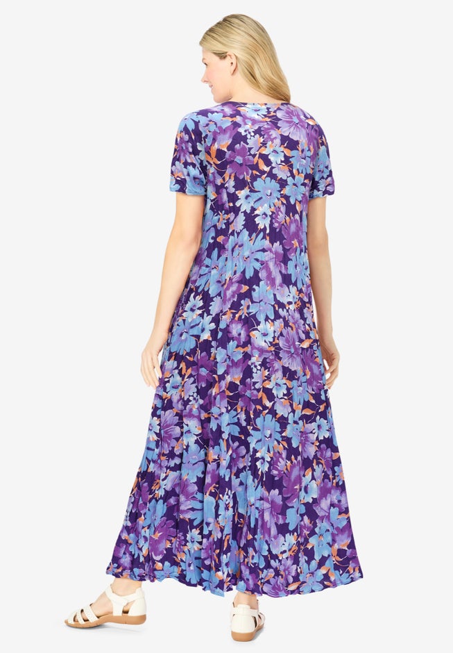 Short-Sleeve Crinkle Dress image number 1