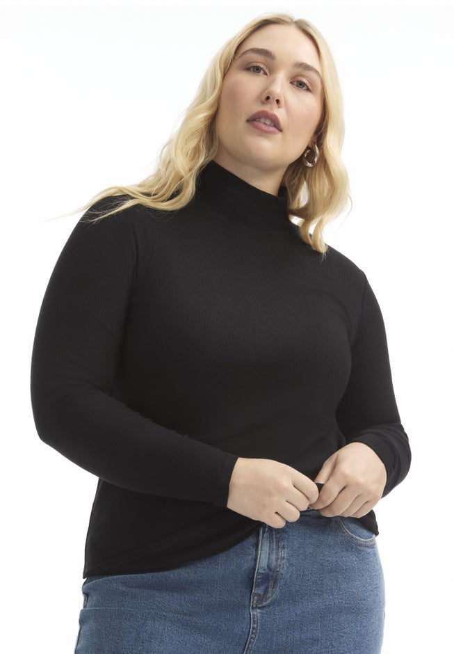 Ribbed Mock Neck Top image number 0