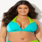Romancer Colorblock Halter Triangle Bikini Top image number null