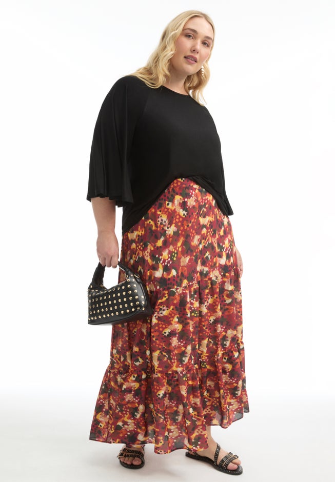 Tiered Printed Maxi Skirt image number 3