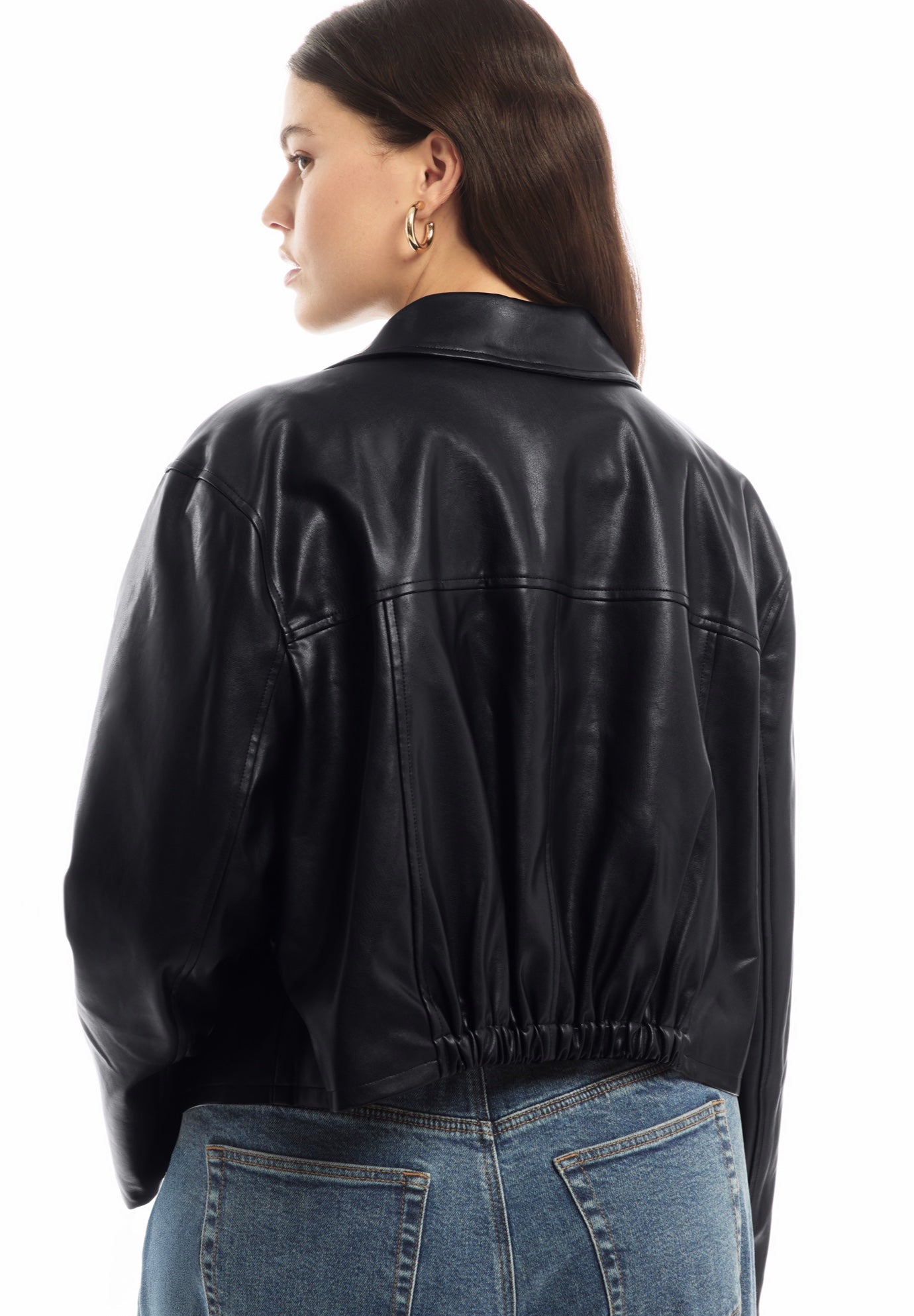 Cropped Faux Leather Moto Jacket image number 1
