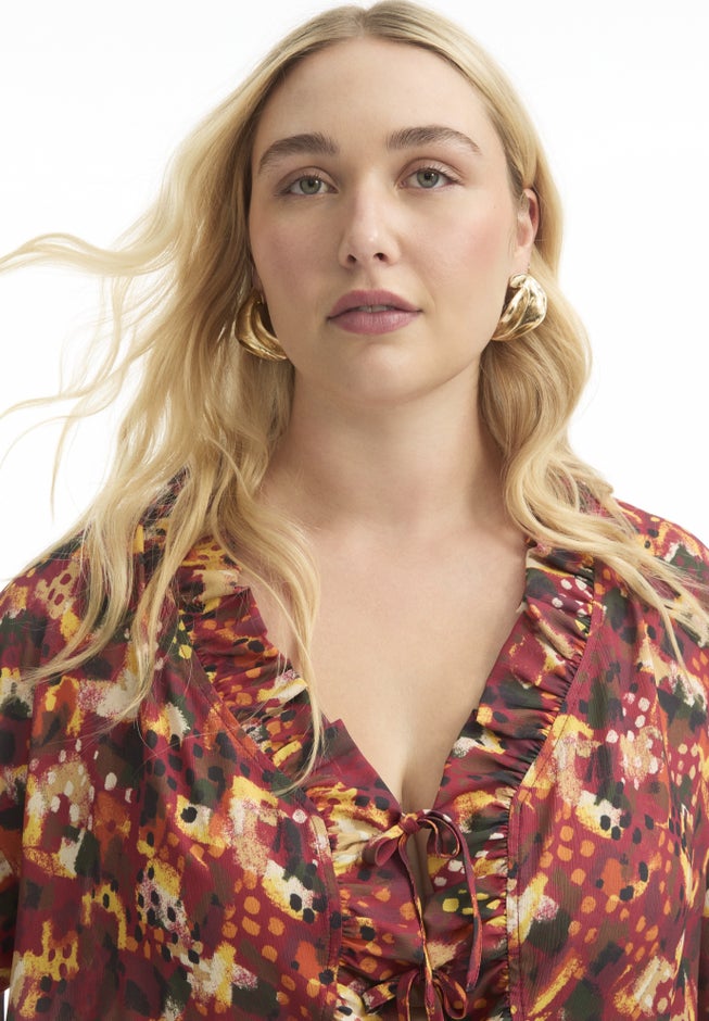 Ruffle Tie-Front Top image number 3