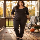 7-Day Straight-Leg Elastic-Waist Stretchy Knit Pant image number null