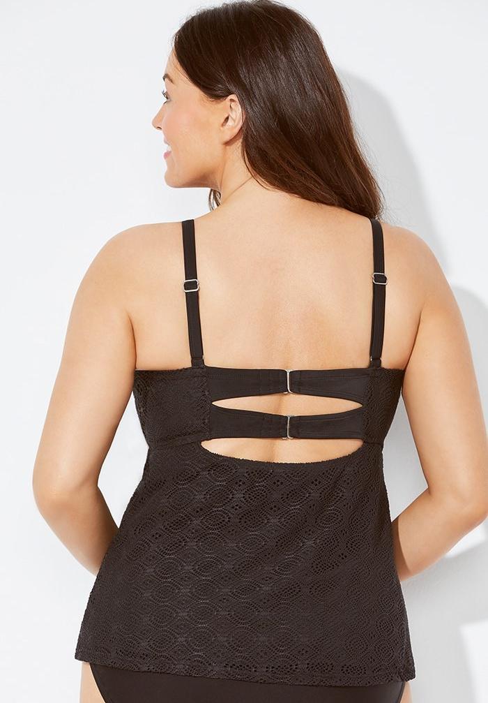 Faux Flyaway Crochet Underwire Tankini Top image number 1