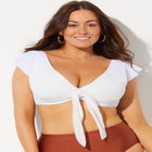 Tie Front Cup Sized Cap Sleeve Underwire Bikini Top image number null