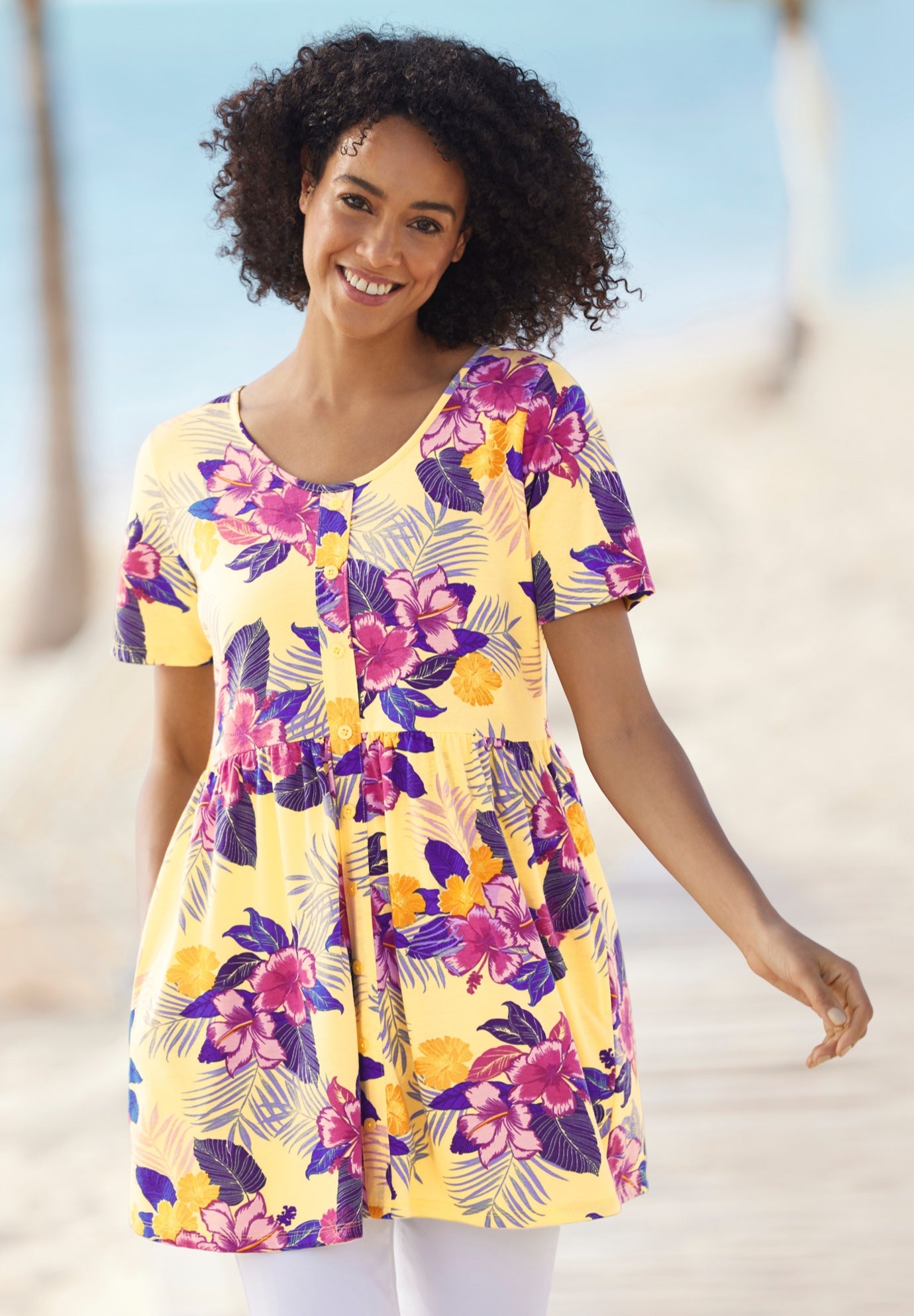 Short-Sleeve Empire Waist Tunic image number 0