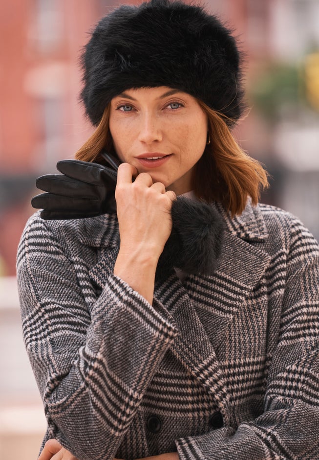 Faux Fur Leather Gloves image number 2