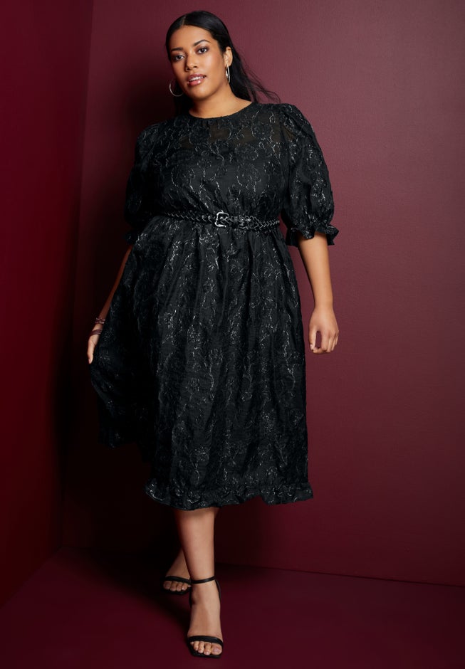 Metallic Jacquard Dress image number null