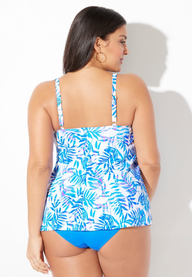 Bra Sized Faux Flyaway Underwire Tankini Top image number 1