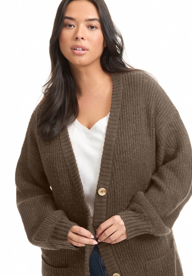 Midi-Length Button-Down Cardigan image number 3