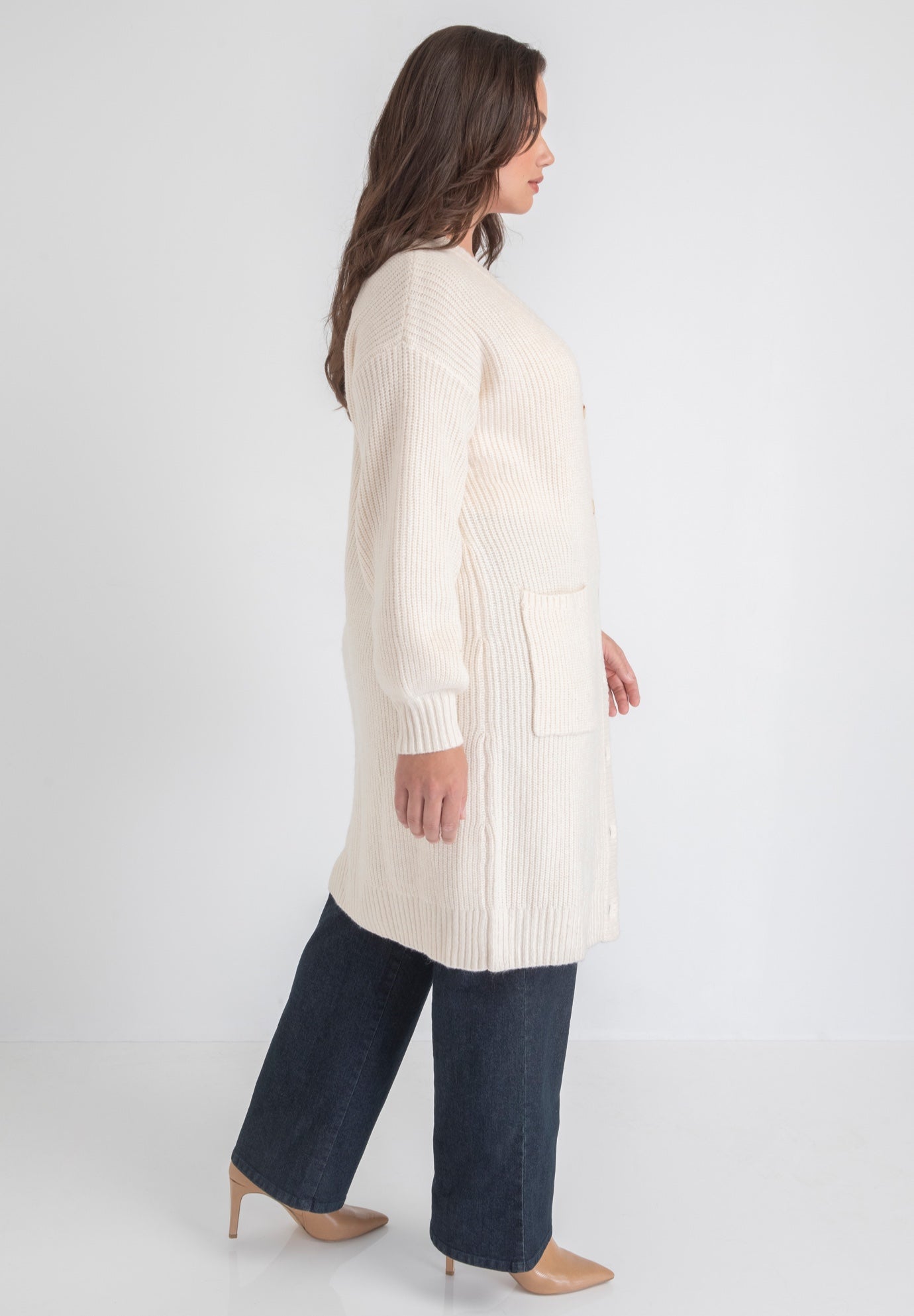 Midi-Length Button-Down Cardigan image number 4