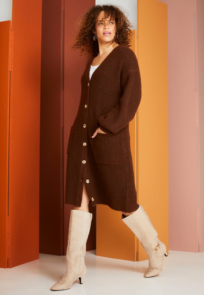 Midi-Length Button-Down Cardigan image number 5